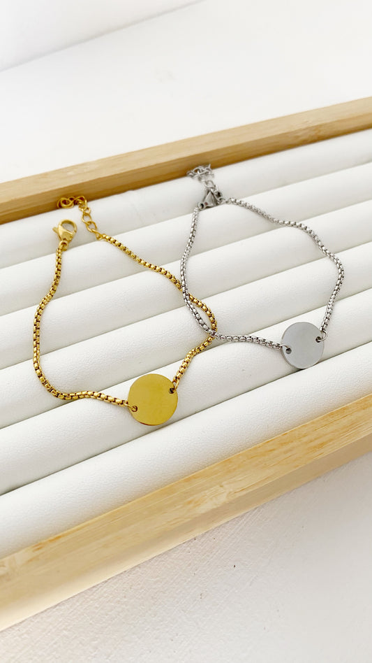 Pulsera con placa redonda personalizada