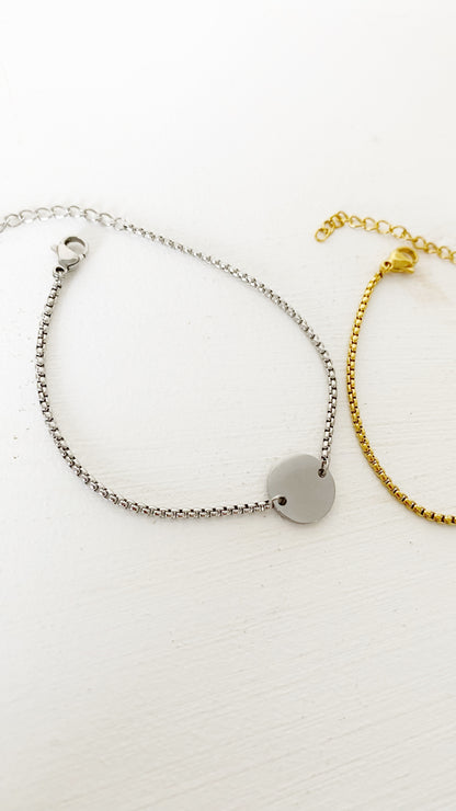 Pulsera con placa redonda personalizada