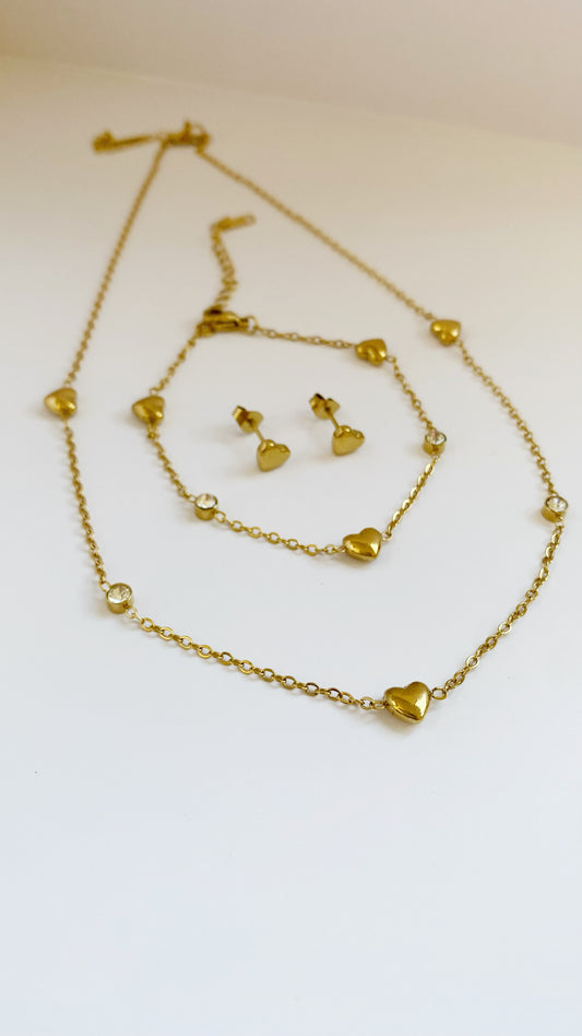 Pulsera con corazones y zirconias