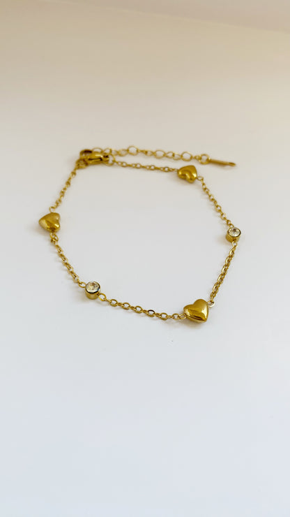 Pulsera con corazones y zirconias