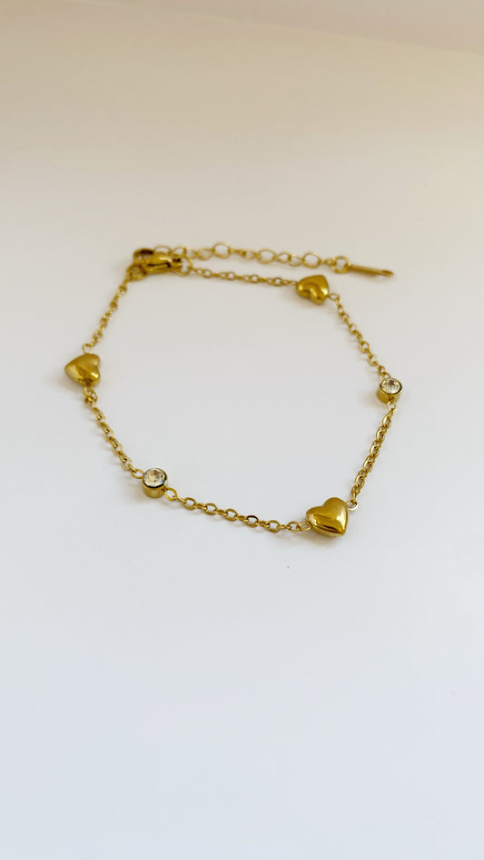 Pulsera con corazones y zirconias