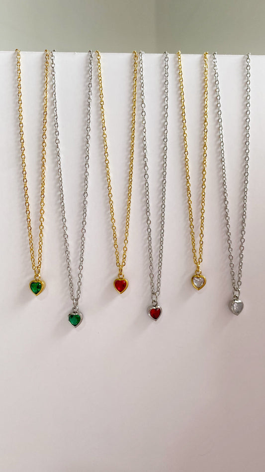 Cadena con zirconia de corazón