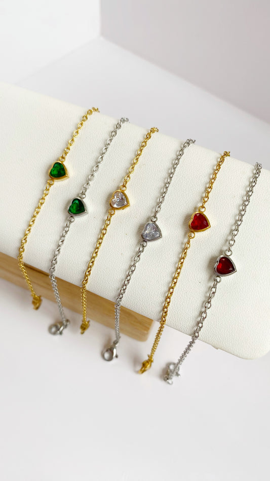 Pulsera con zirconia de corazón