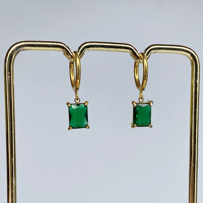 Set de zirconia rectangular esmeralda