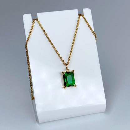 Set de zirconia rectangular esmeralda