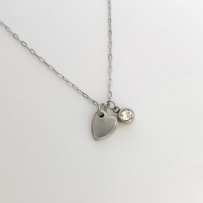 Cadena con corazón con zirconia