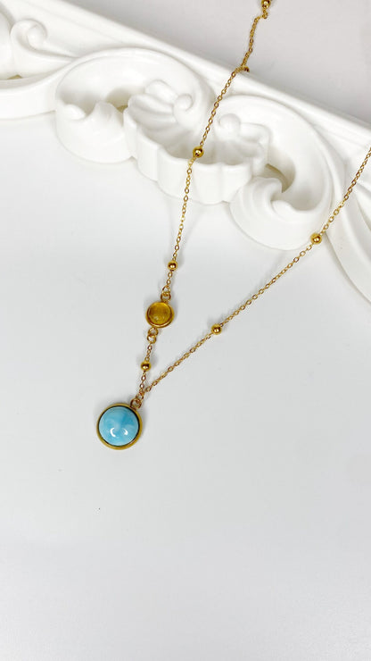 Cadena con ámbar y larimar