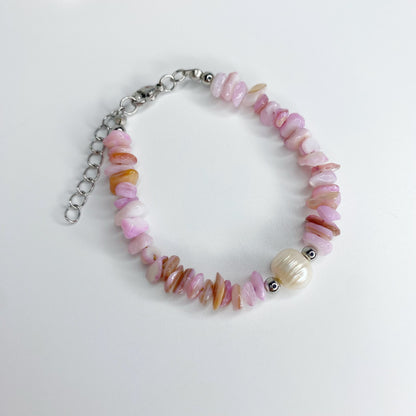 Pulsera de piedras picadas con perla
