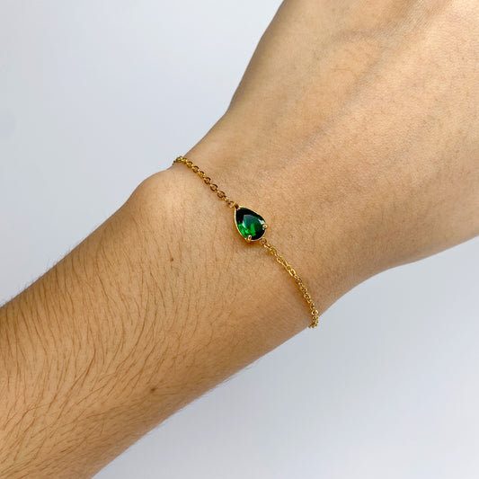 Pulsera con gota de zirconia esmeralda